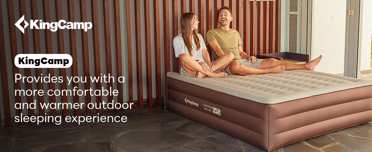 KingCamp CAMPER DELUX 45 Queen Inflatable Mattress Built in Automatic Pump