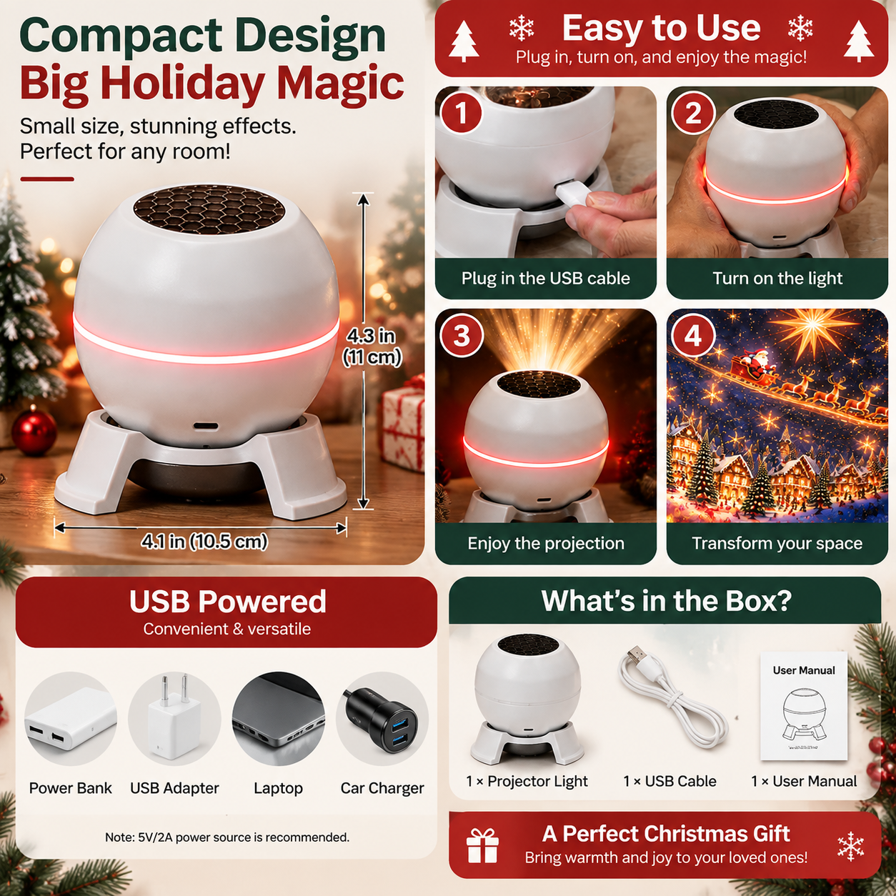 Christmas Projection Night Light gift idea
