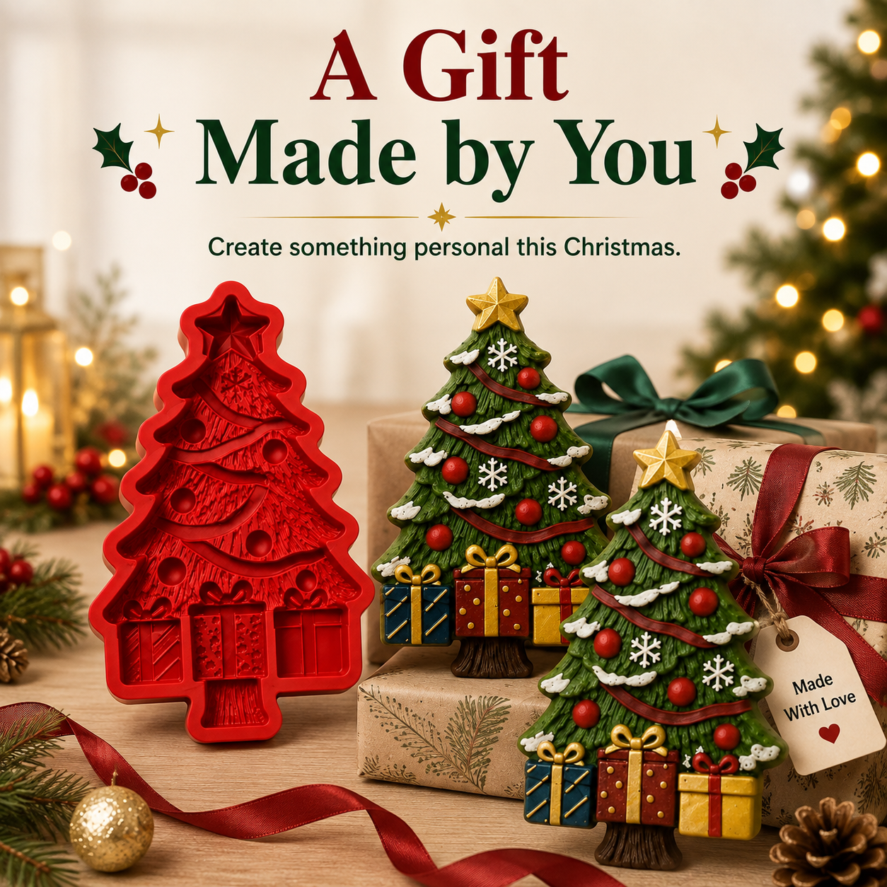 Painting detailed raised ornaments on the molded Christmas tree