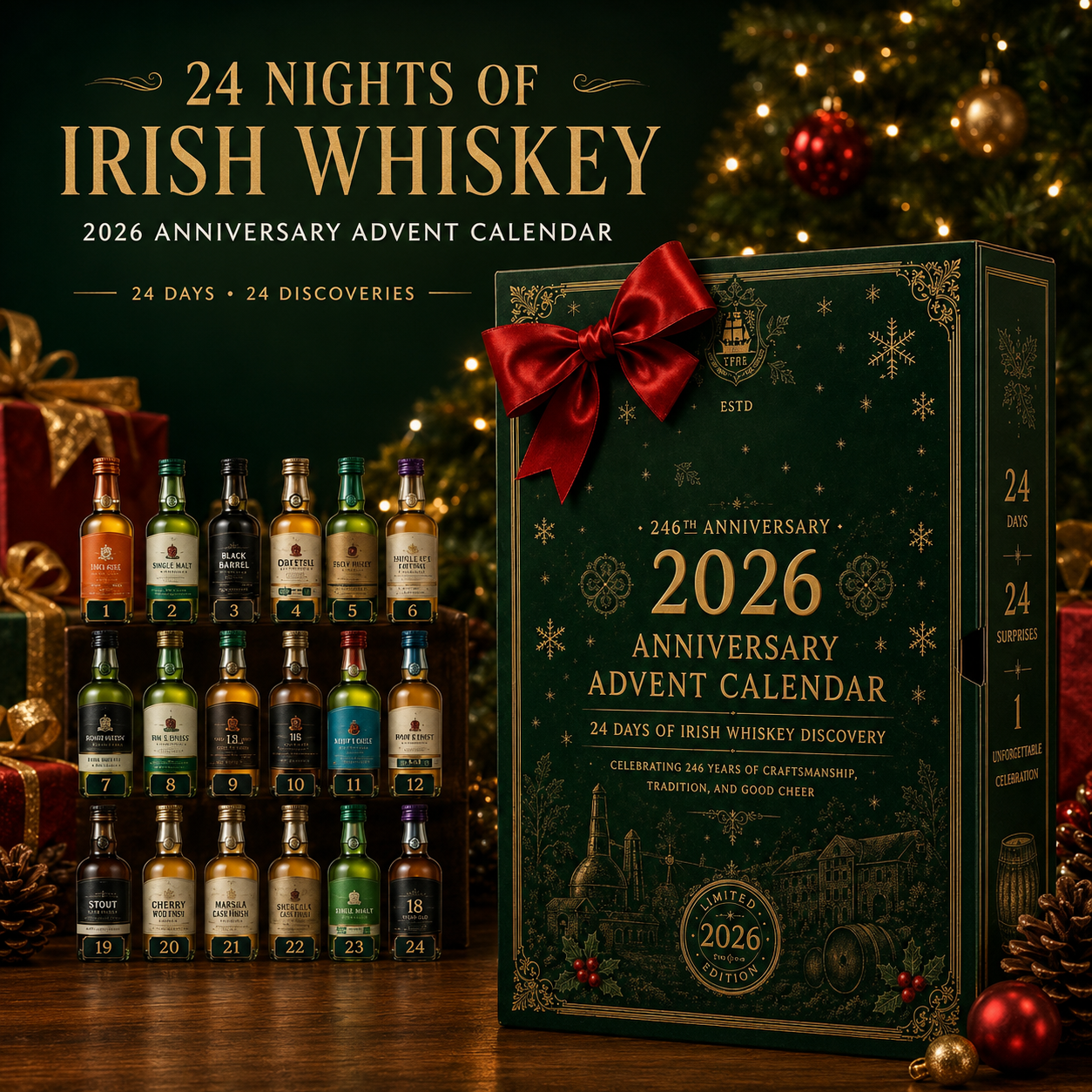 2026 246th Anniversary Advent Calendar📅24 DAYS OF IRISH WHISKEY DISCOVERY - 2D Flat Acrylic