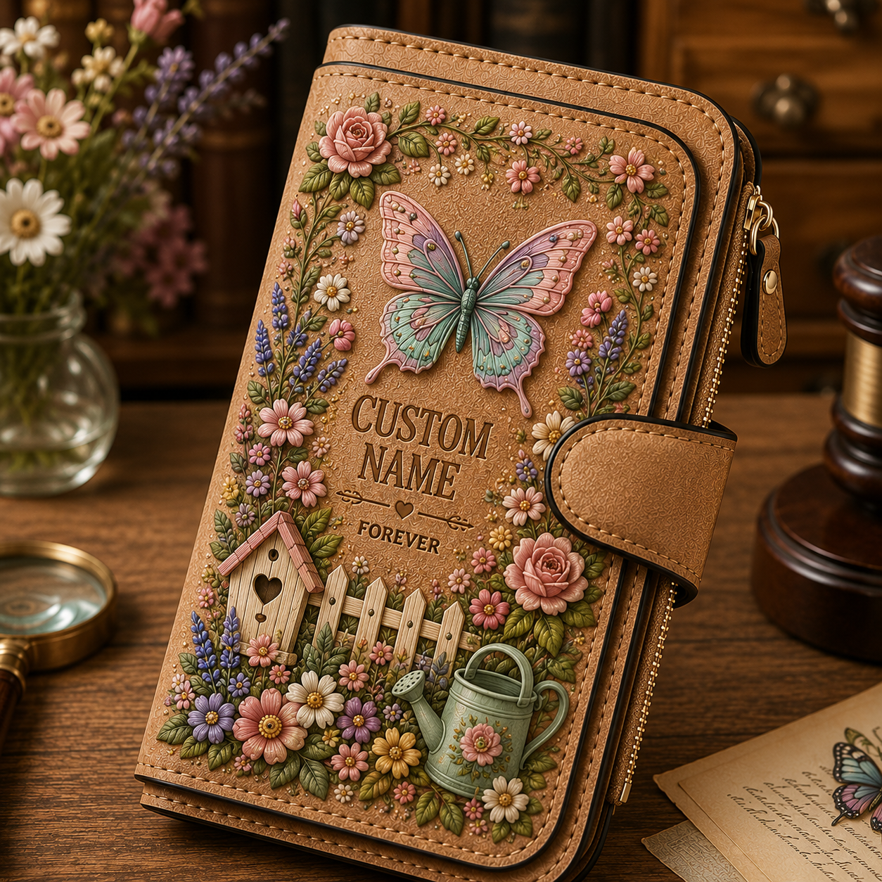 Butterfly Garden personalized wallet