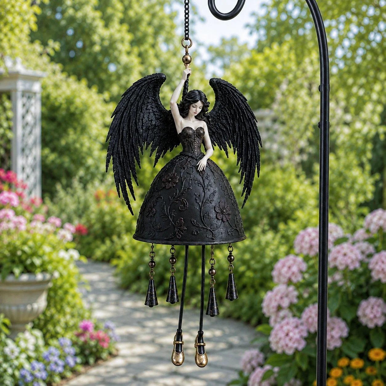 Full view of the Dark Angel Gothic Wind Chime