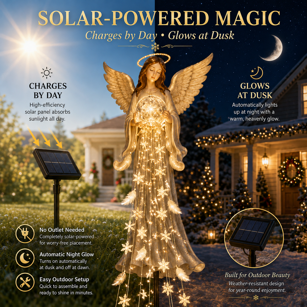 Solar powered Angel Blessing Fountain garden light