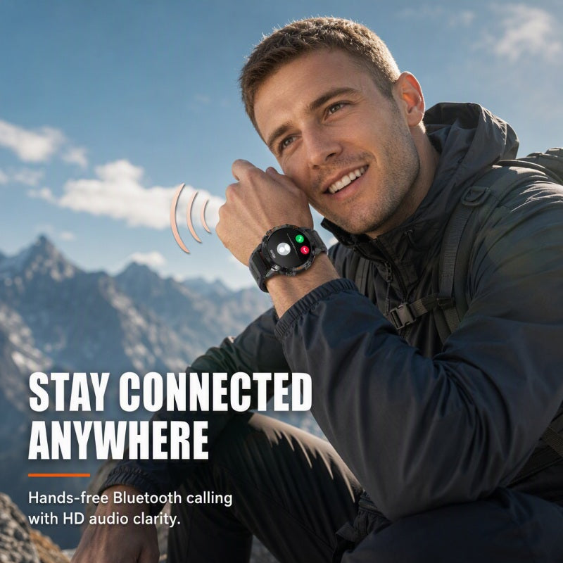 Built-in LED flashlight on rugged outdoor smartwatch