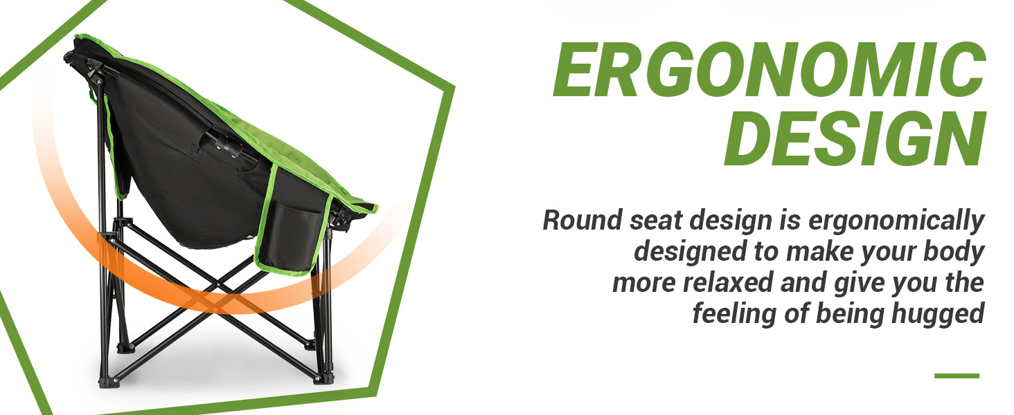 KingCamp Moon Camping Chair Oversized Padded Round Saucer Chairs with Cup Holder