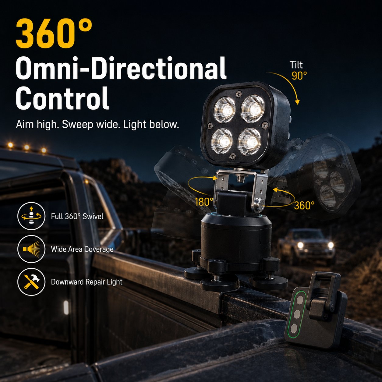 Adjustable multi angle vehicle LED pod light
