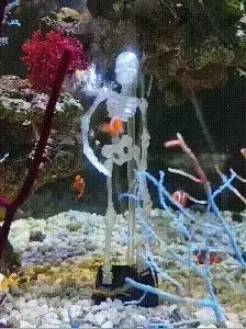 Dancing Skeleton Aquarium Ornament Halloween bubble tank decor GIF