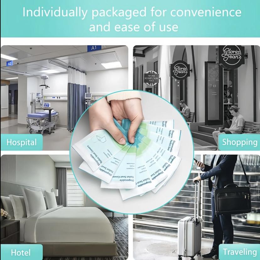 Disposable Toilet Seat Covers (10/20/30-Pack), 16x24in Waterproof Portable Non-Slip Individually Wrapped Bathroom Hygiene Essentials