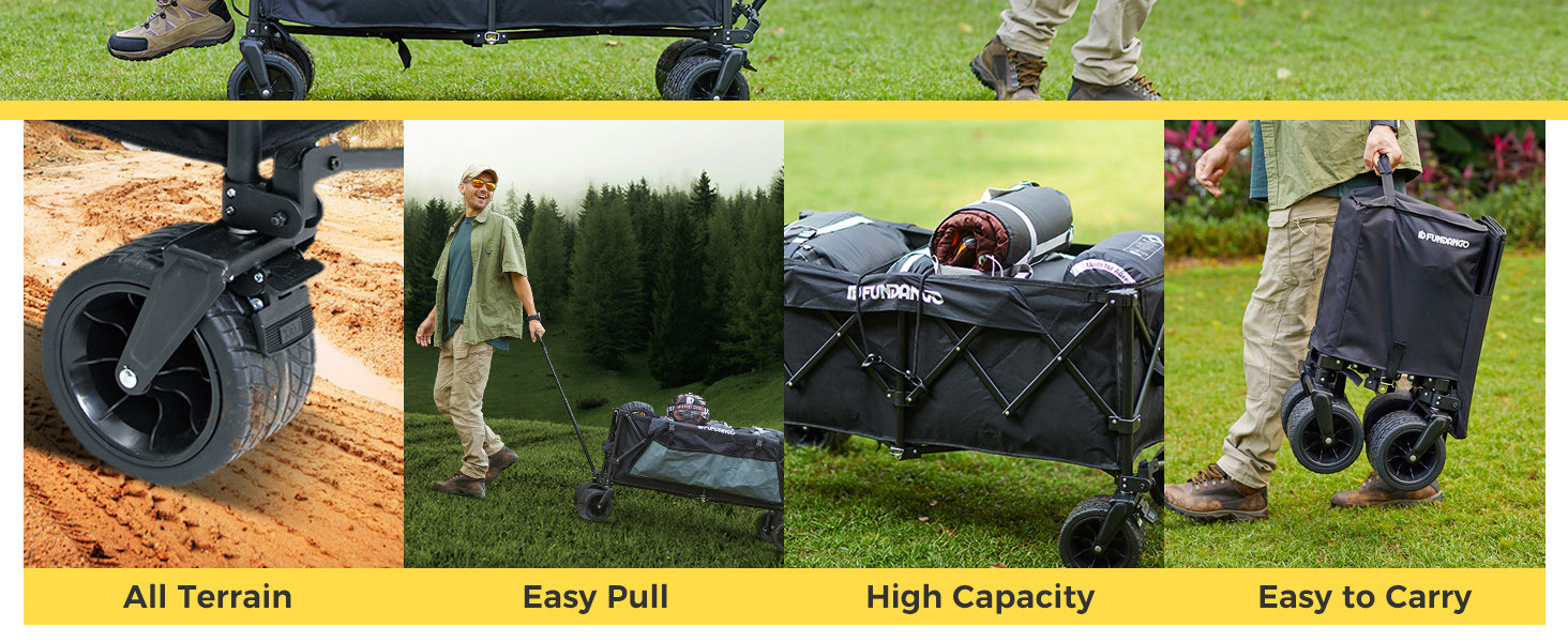 FUNDANGO Folding Wagon 180L Dual Chassis Camping Wagon