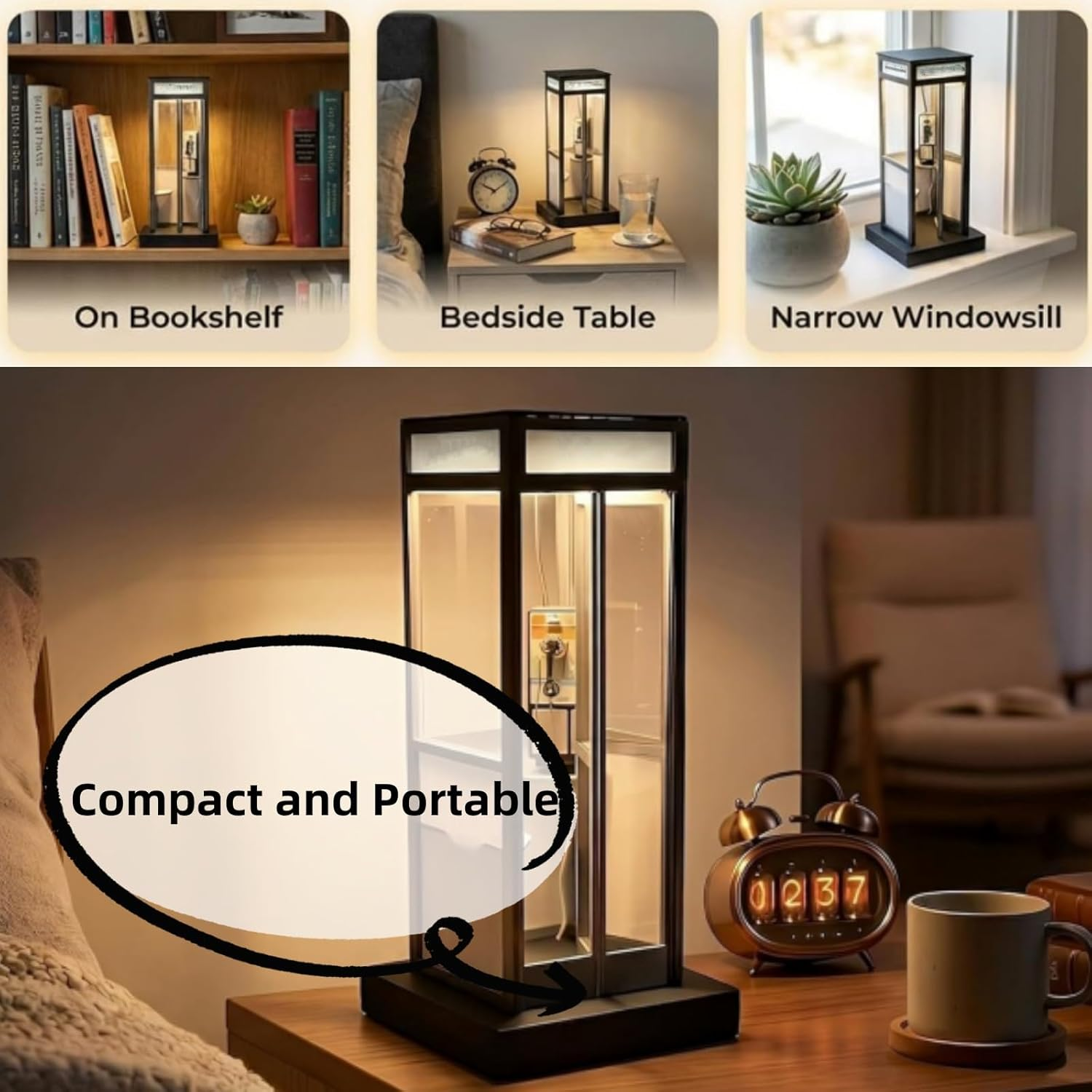 Vintage telephone booth lamp in home space