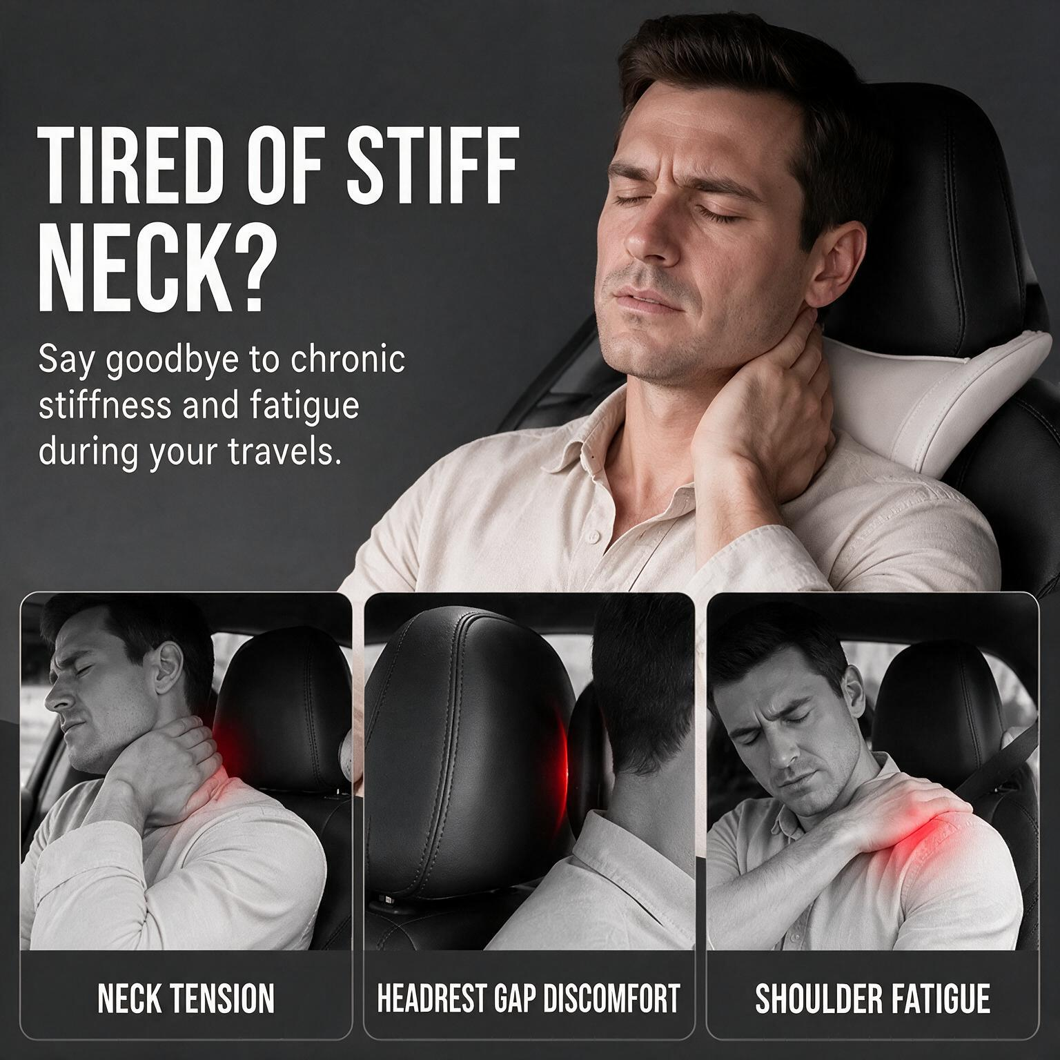 Car neck pillow helps reduce headrest gap and driving neck discomfort