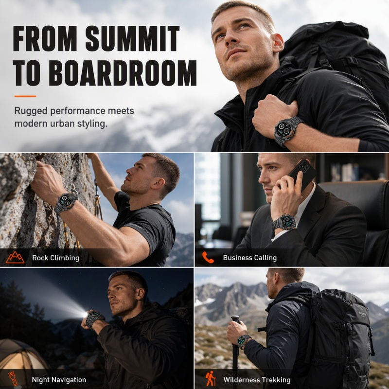 Rugged smartwatch for outdoor activities work and everyday wear