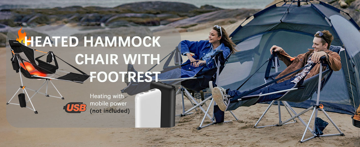 KingCamp ORCHID C20 PLUS Heated Camping Hammock Chair with Removable Footrest