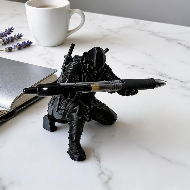 Compact ninja pen holder displayed on a workspace