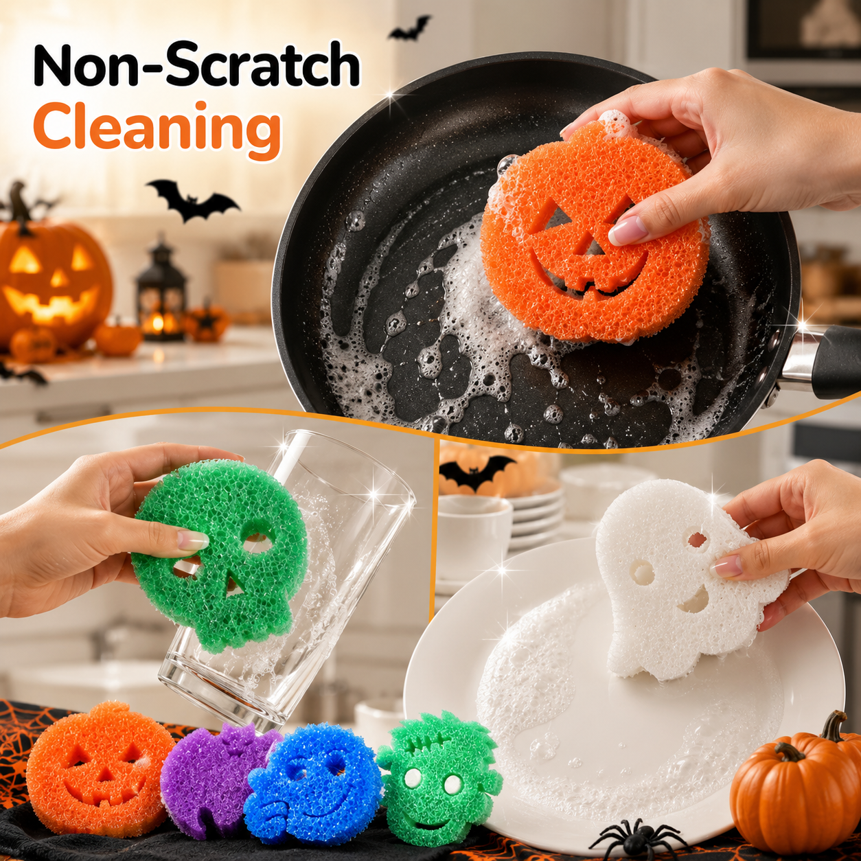 Temperature sensitive Halloween scrub sponge