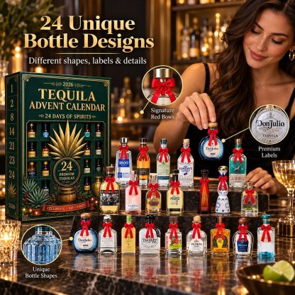 24-Day Mini Tequila Bottle Advent Blind Box for Holiday Celebration - 2D Flat Acrylic