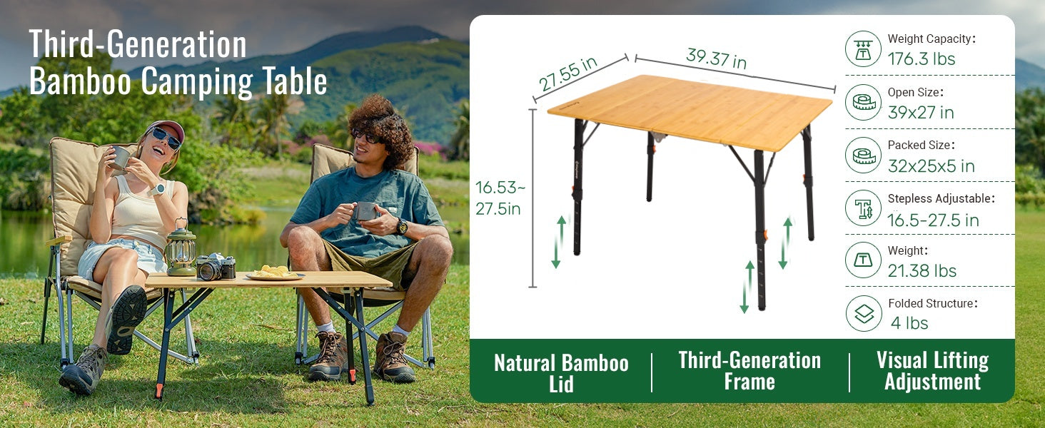 KingCamp BAMBOO Folding Bamboo Table