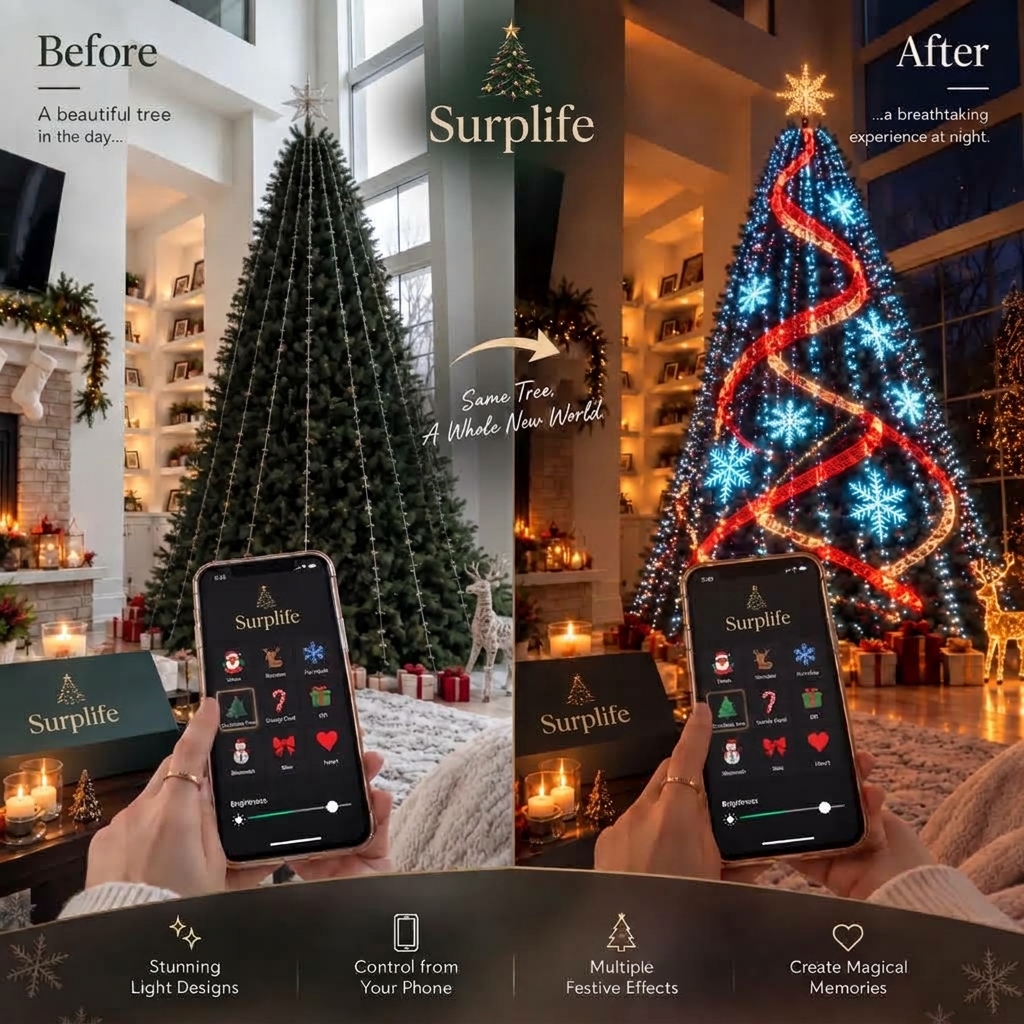🎄 Smart Animated Christmas Tree Lights | App-Controlled LED Holiday Display ✨