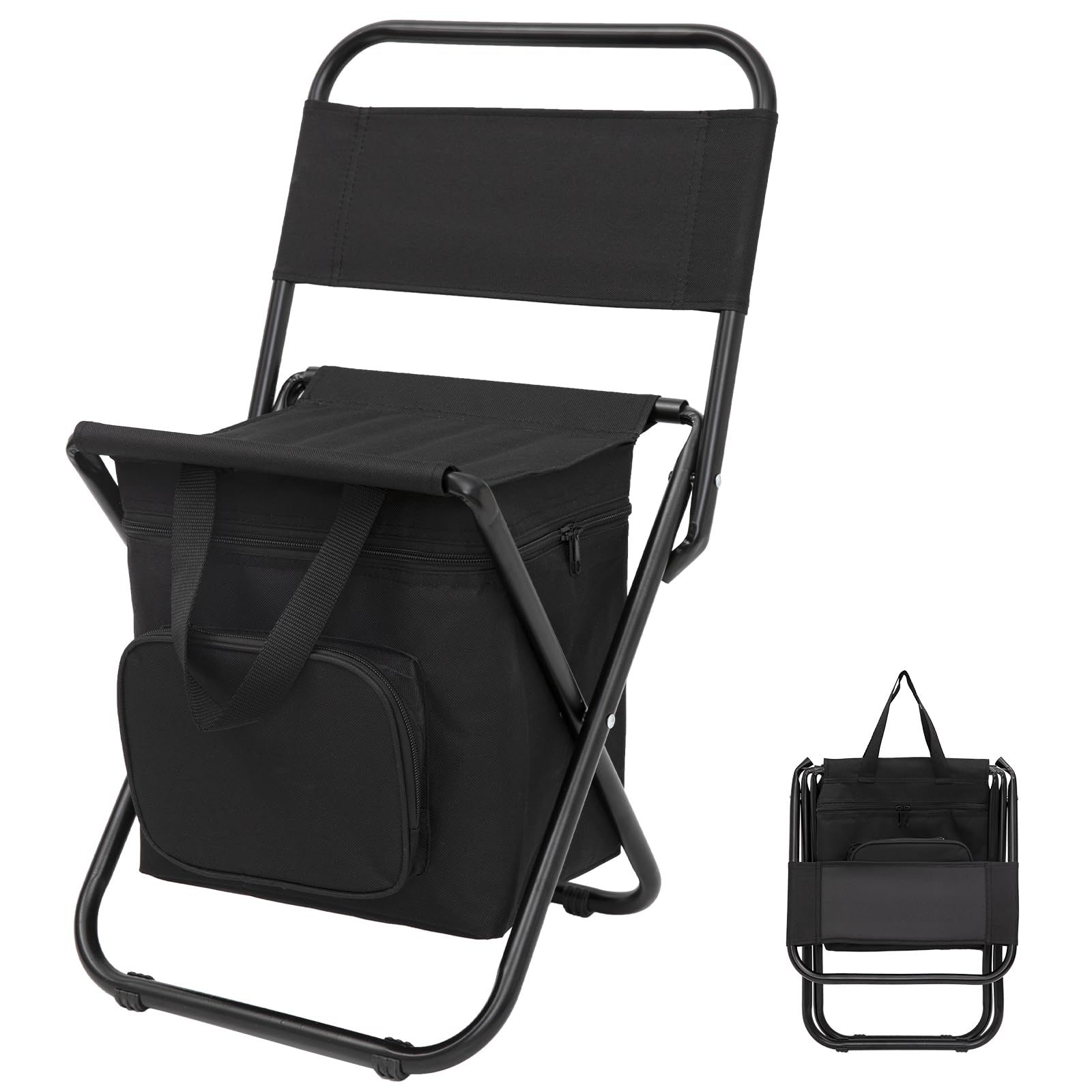 FUNDANGO Cooler Backrest Stool Fishing Chair with Cooler Bag