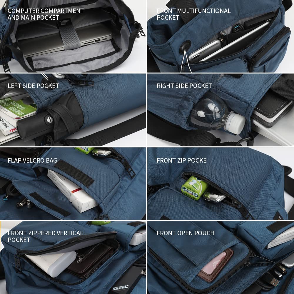 Mens Messenger Bag Waterproof Briefcases for Travel Work