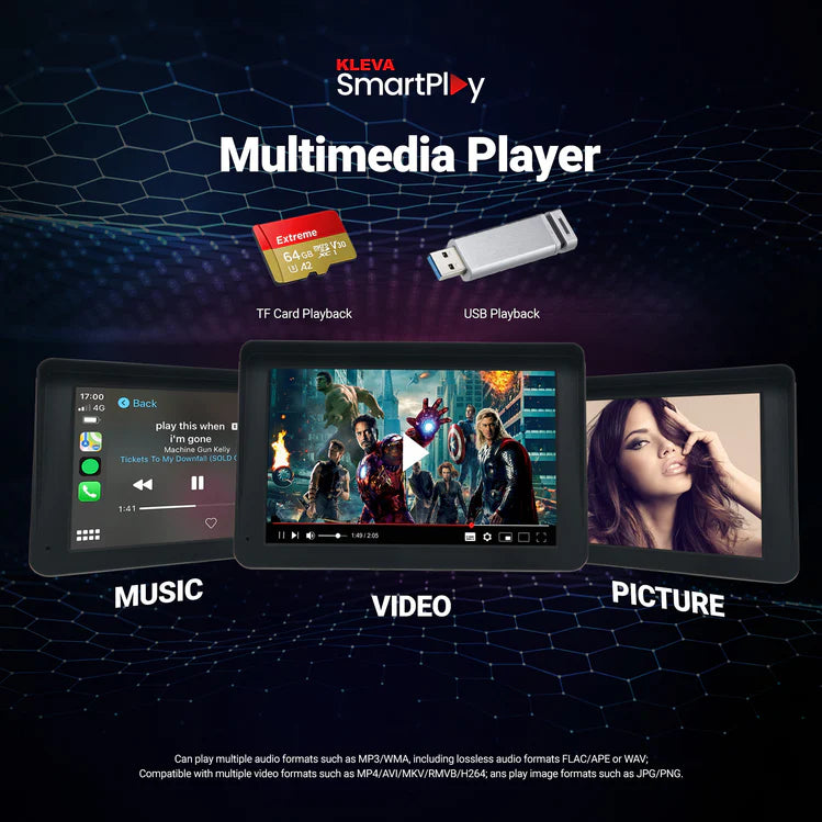 7" HD Touch Portable SmartPlay - Apple CarPlay Android Auto Wireless