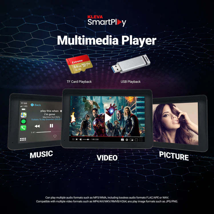 7" HD Touch Portable SmartPlay - Apple CarPlay Android Auto Wireless