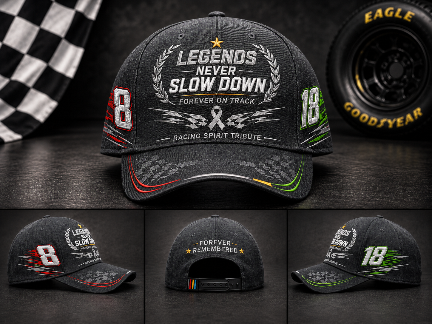 Multi angle racing tribute cap display