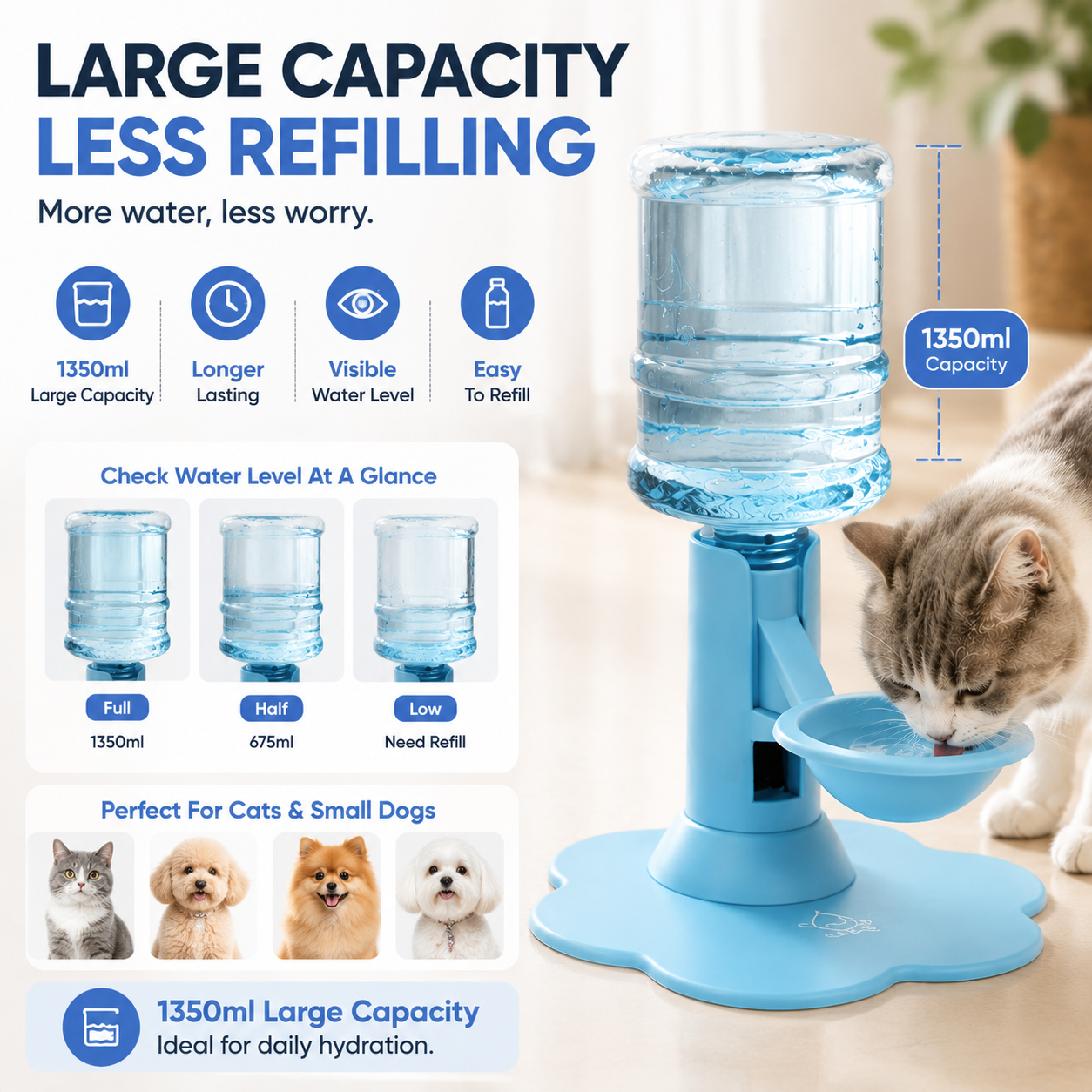 Indoor cats using automatic dispenser comfortably
