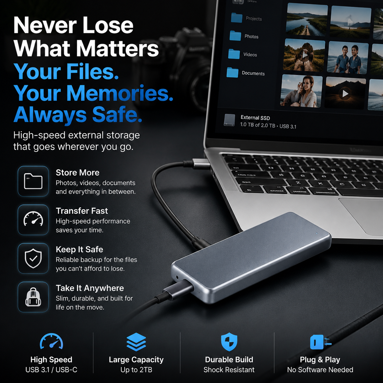 How to use portable phone backup storage device connect transfer and store files