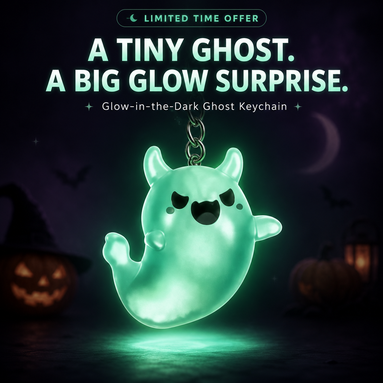 Glow in the dark ghost keychain Halloween gift