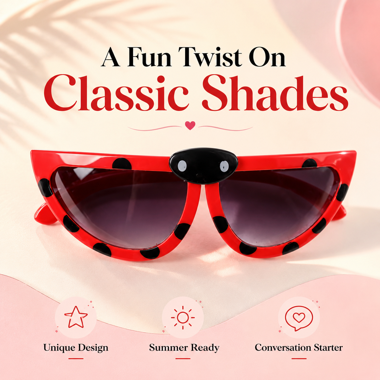 Ladybug sunglasses unique design details