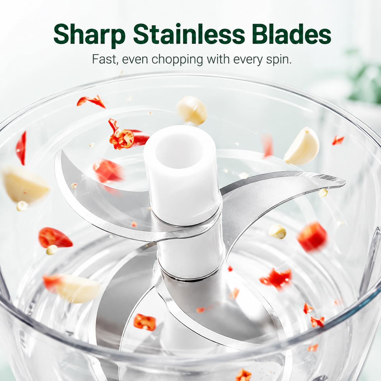 Stainless steel blades inside electric herb grinder
