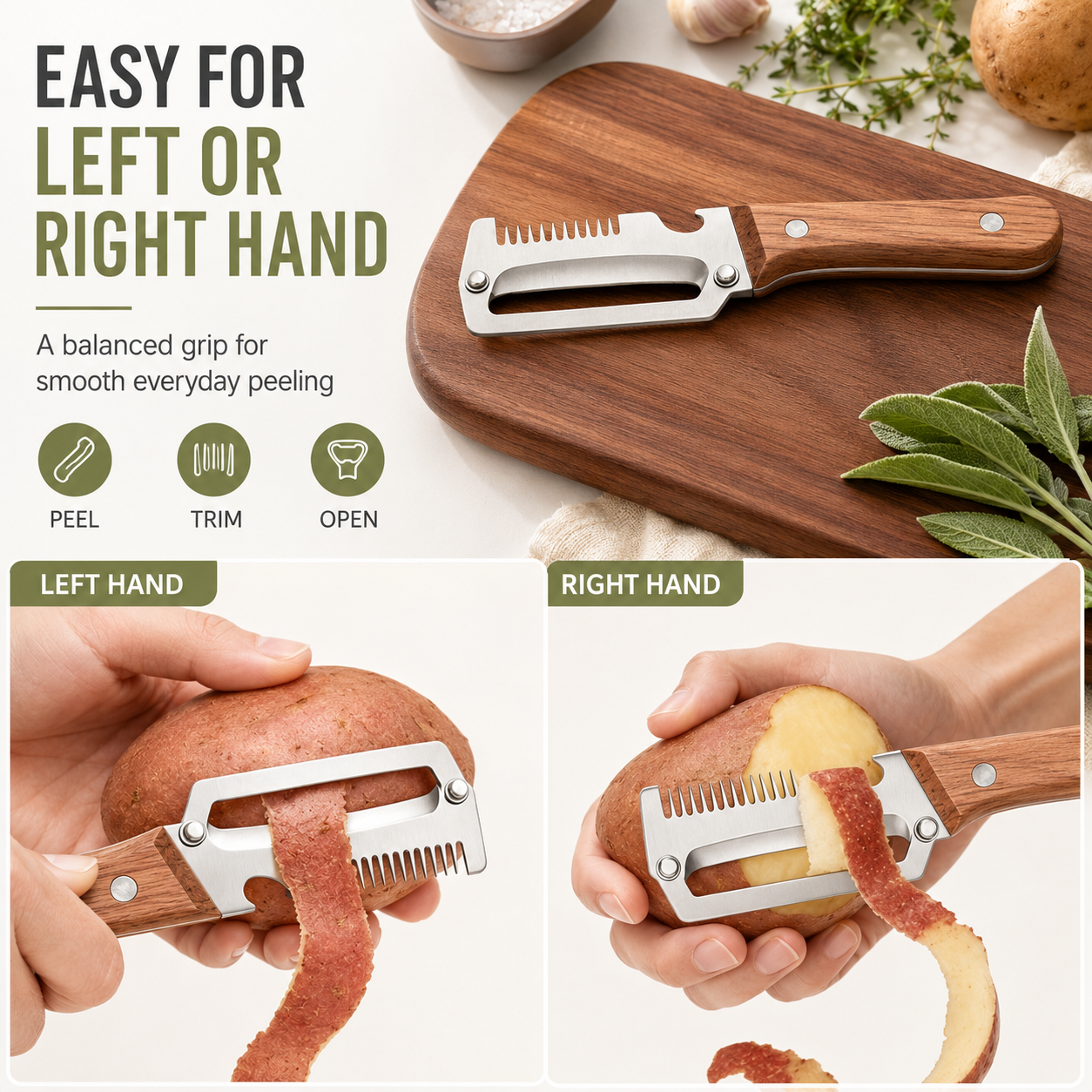 Easy-to-clean stainless steel vegetable peeler