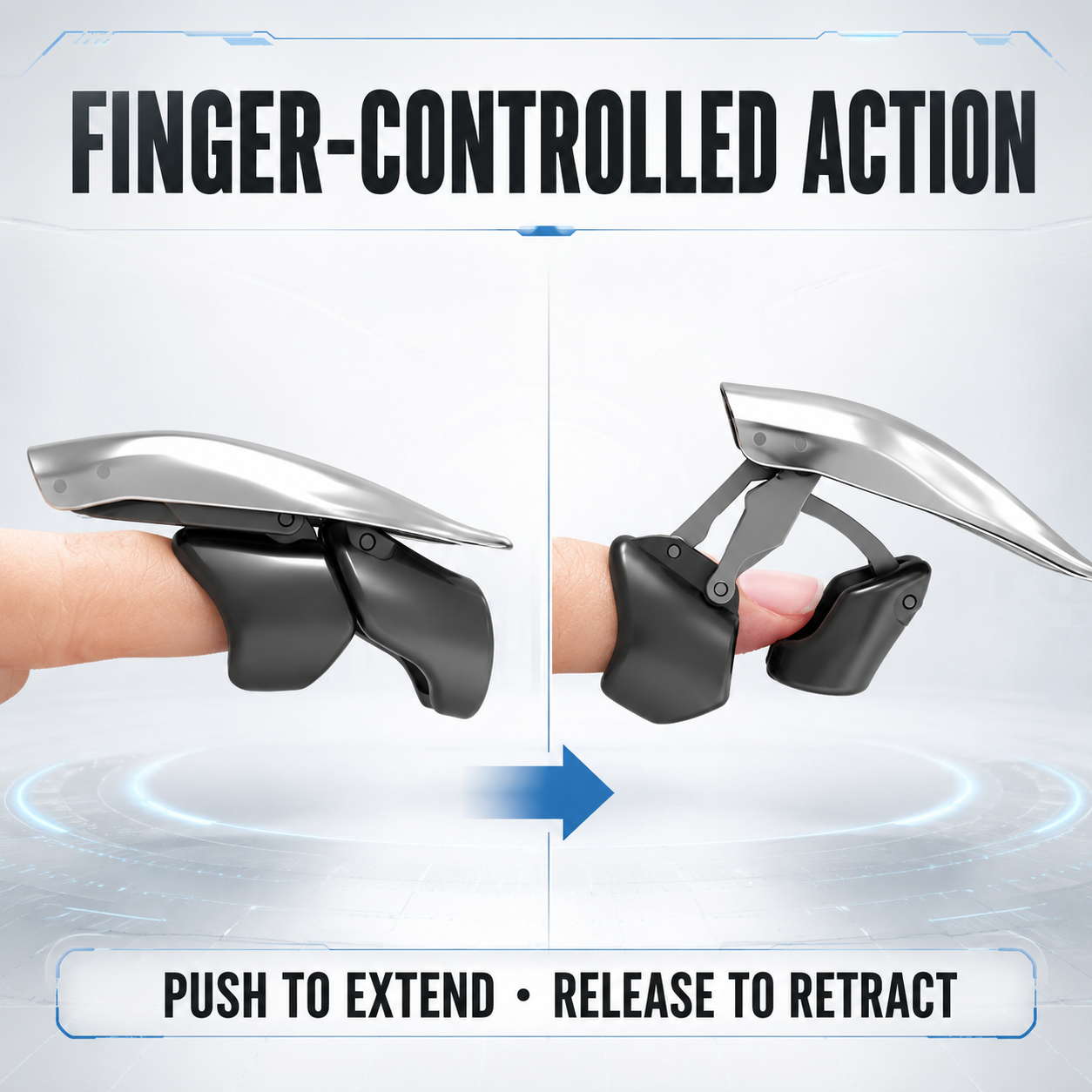 Flexible rubber finger grips on mechanical wolf claws