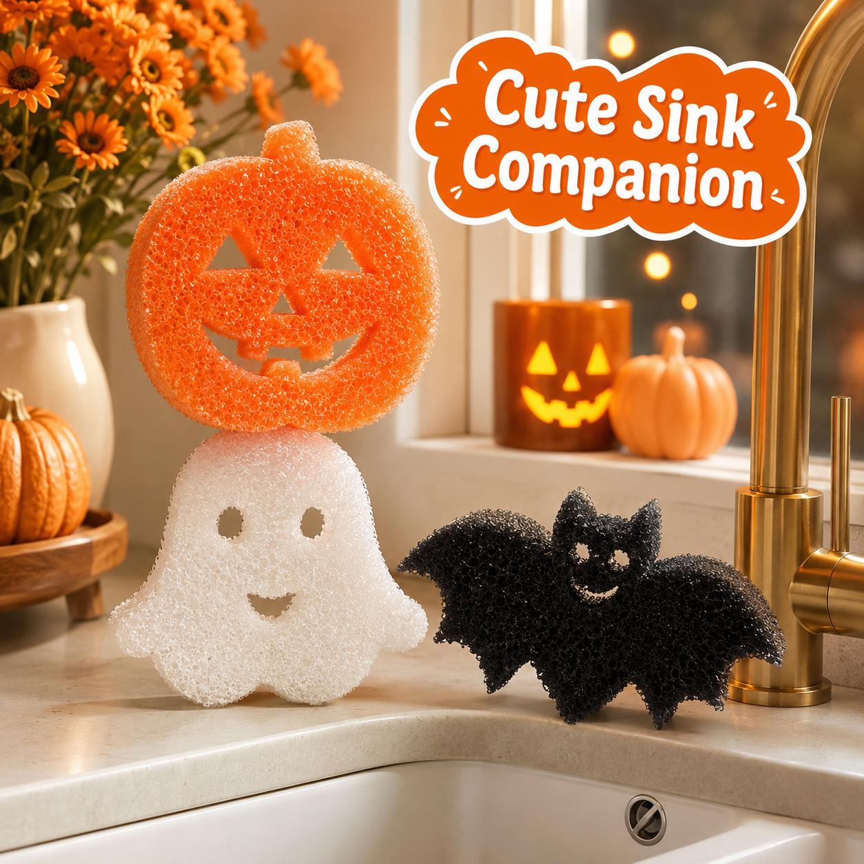 Cute Halloween sponge set for kitchen cleaning