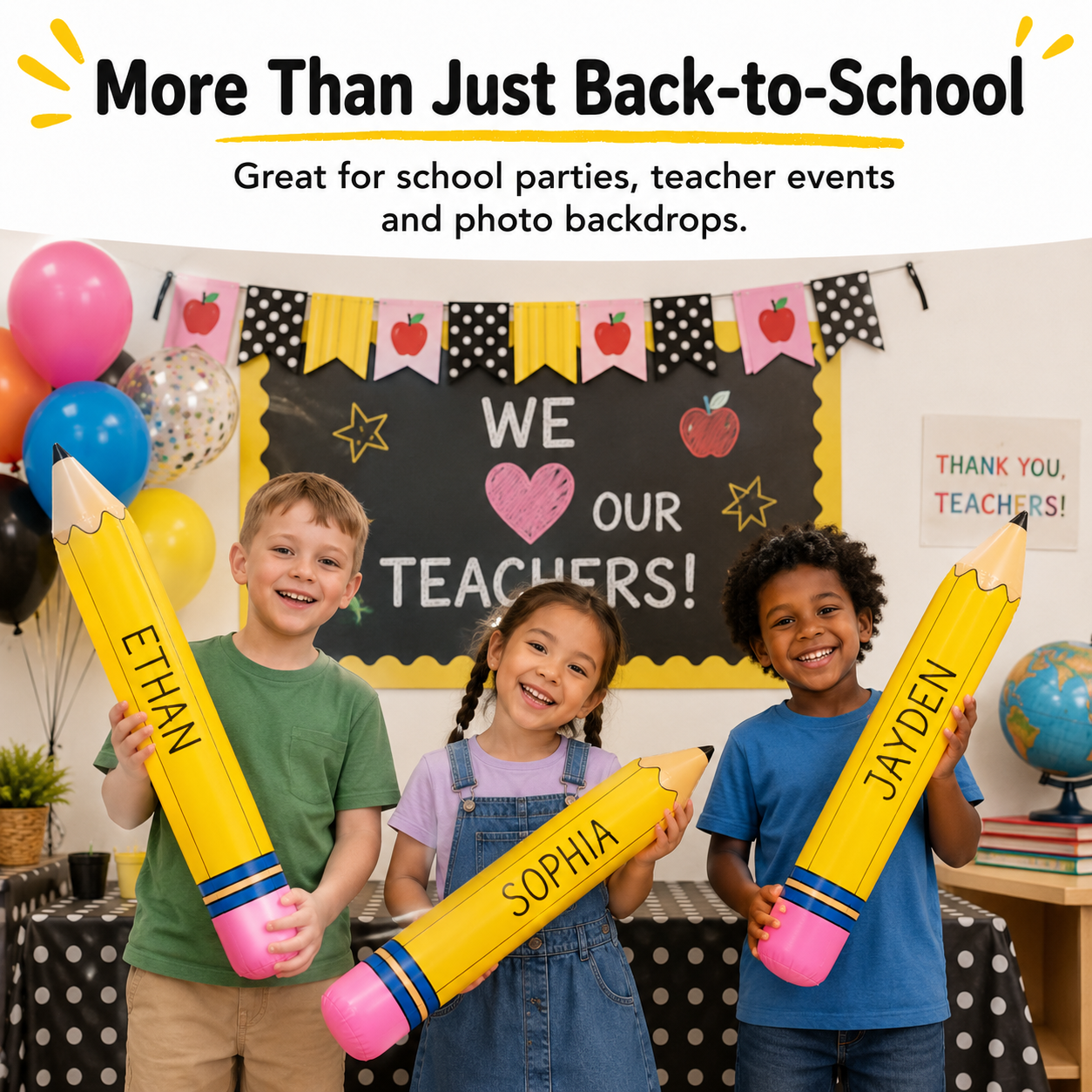 Giant pencils used as school photo props