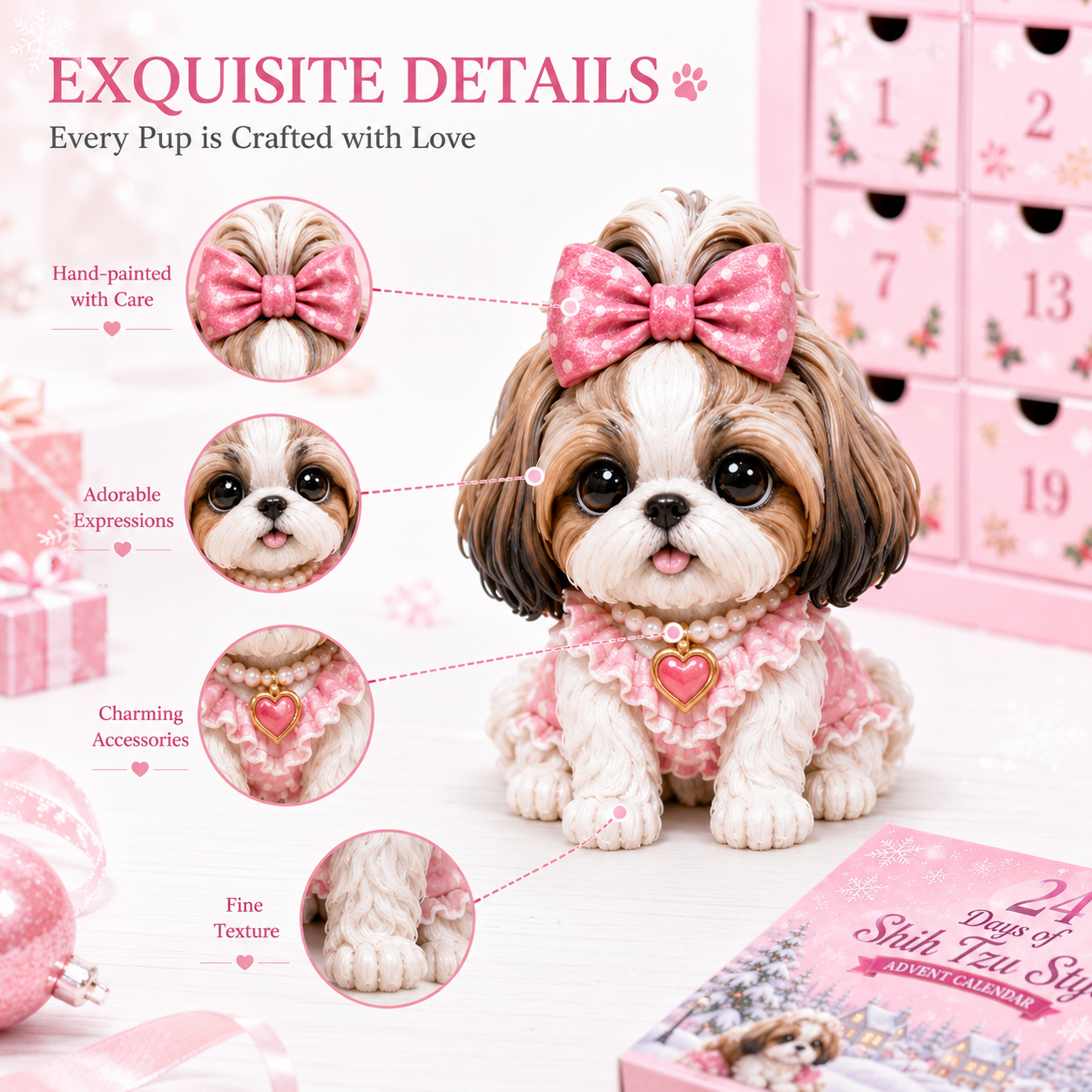 Close-up details of Shih Tzu collectible