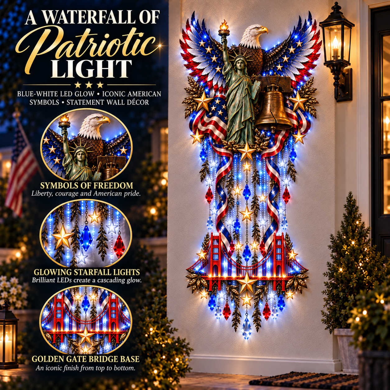 Close up details of American patriotic wall decoration