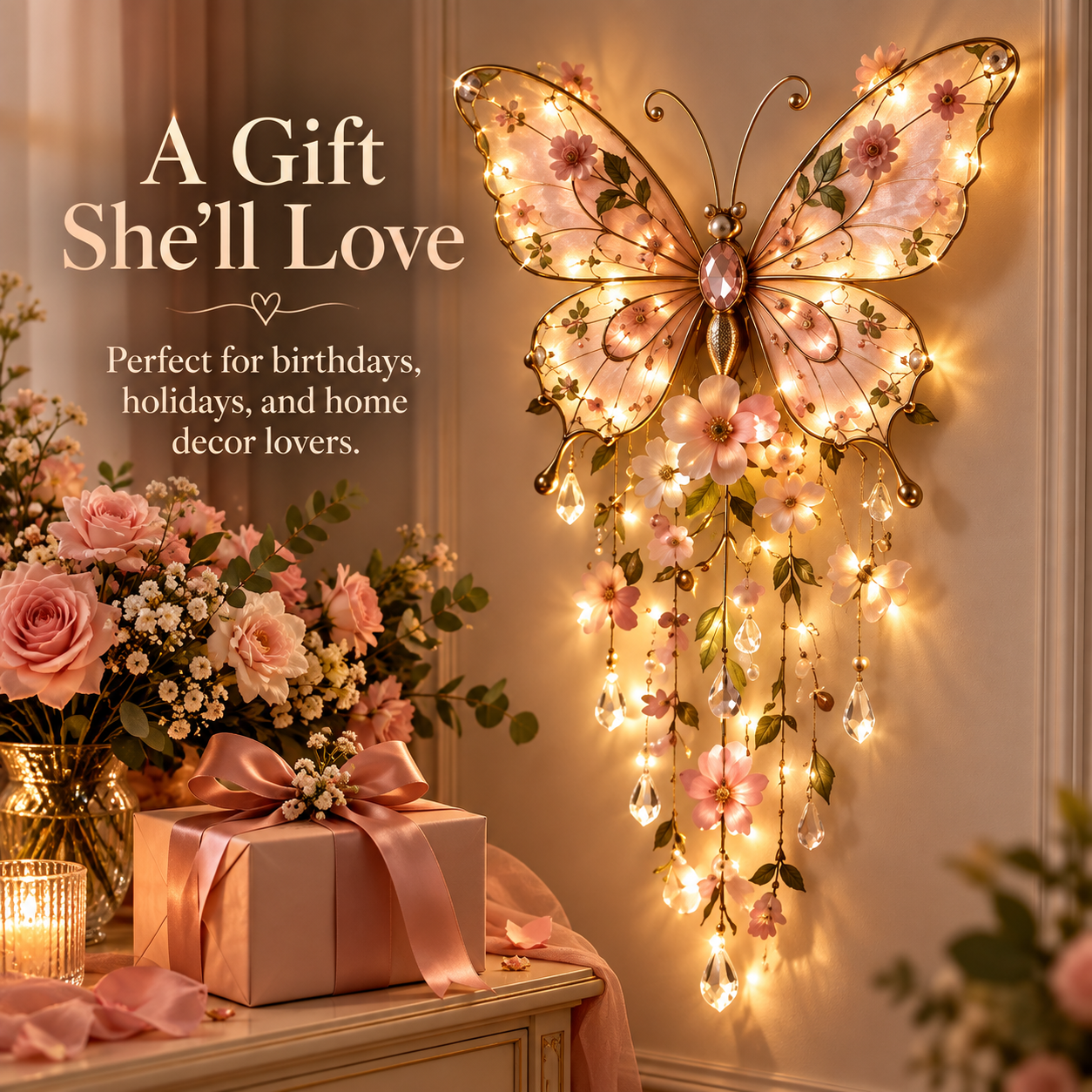 Butterfly garden light gift for her