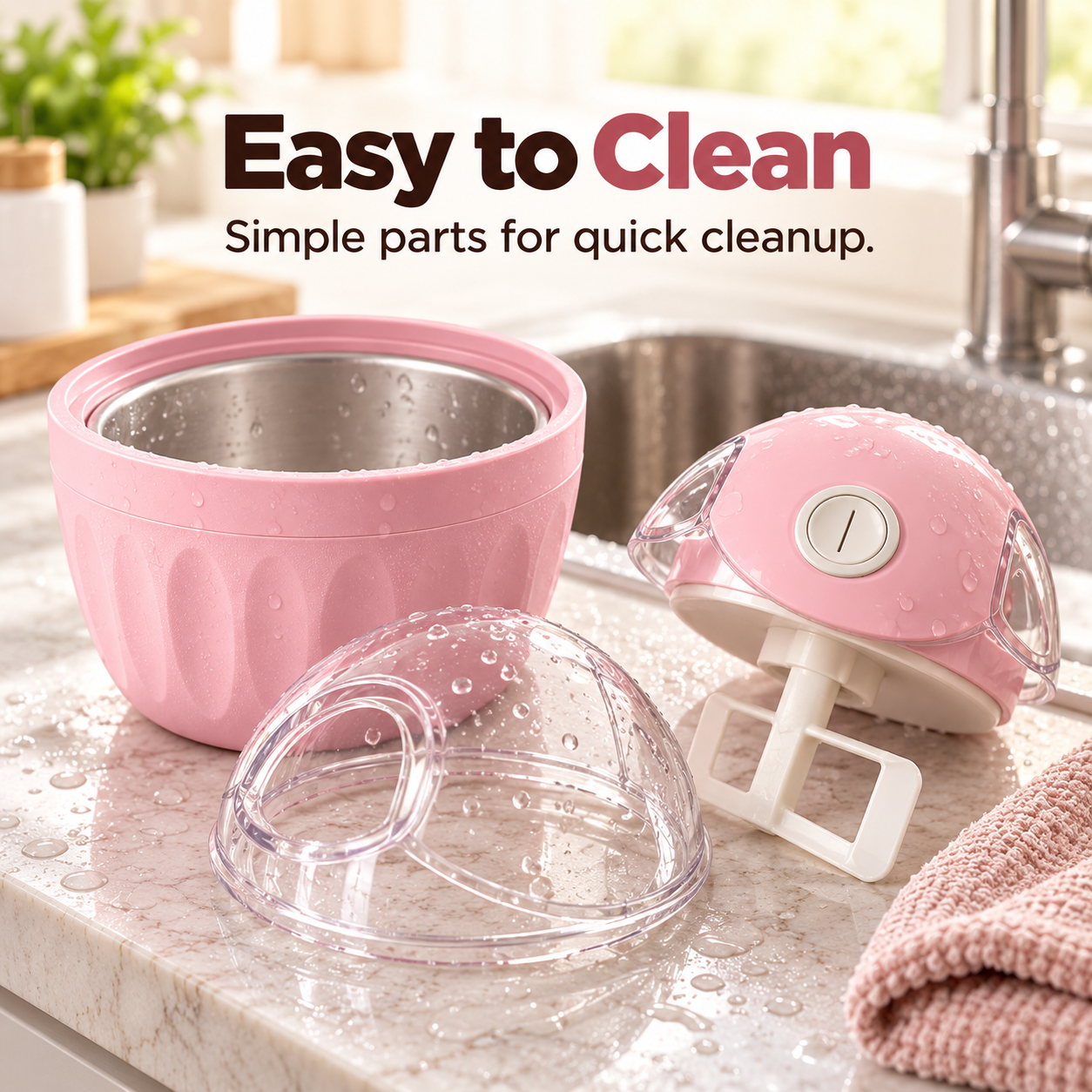 Easy to clean mini ice cream maker parts