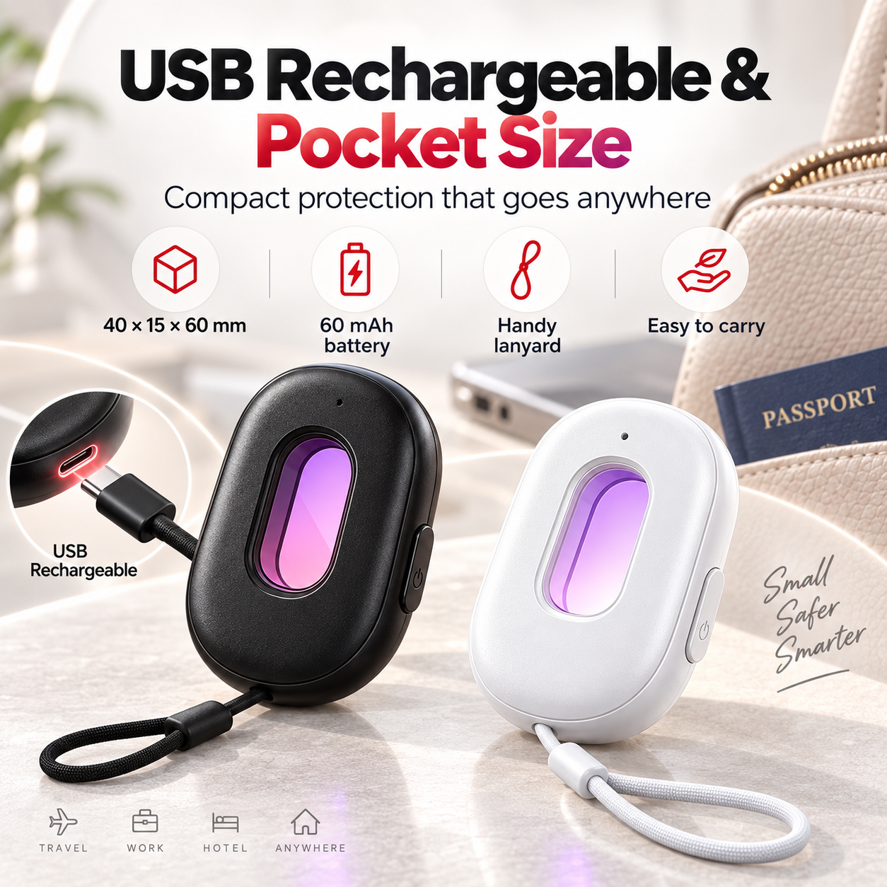 USB rechargeable pocket size hidden camera detector
