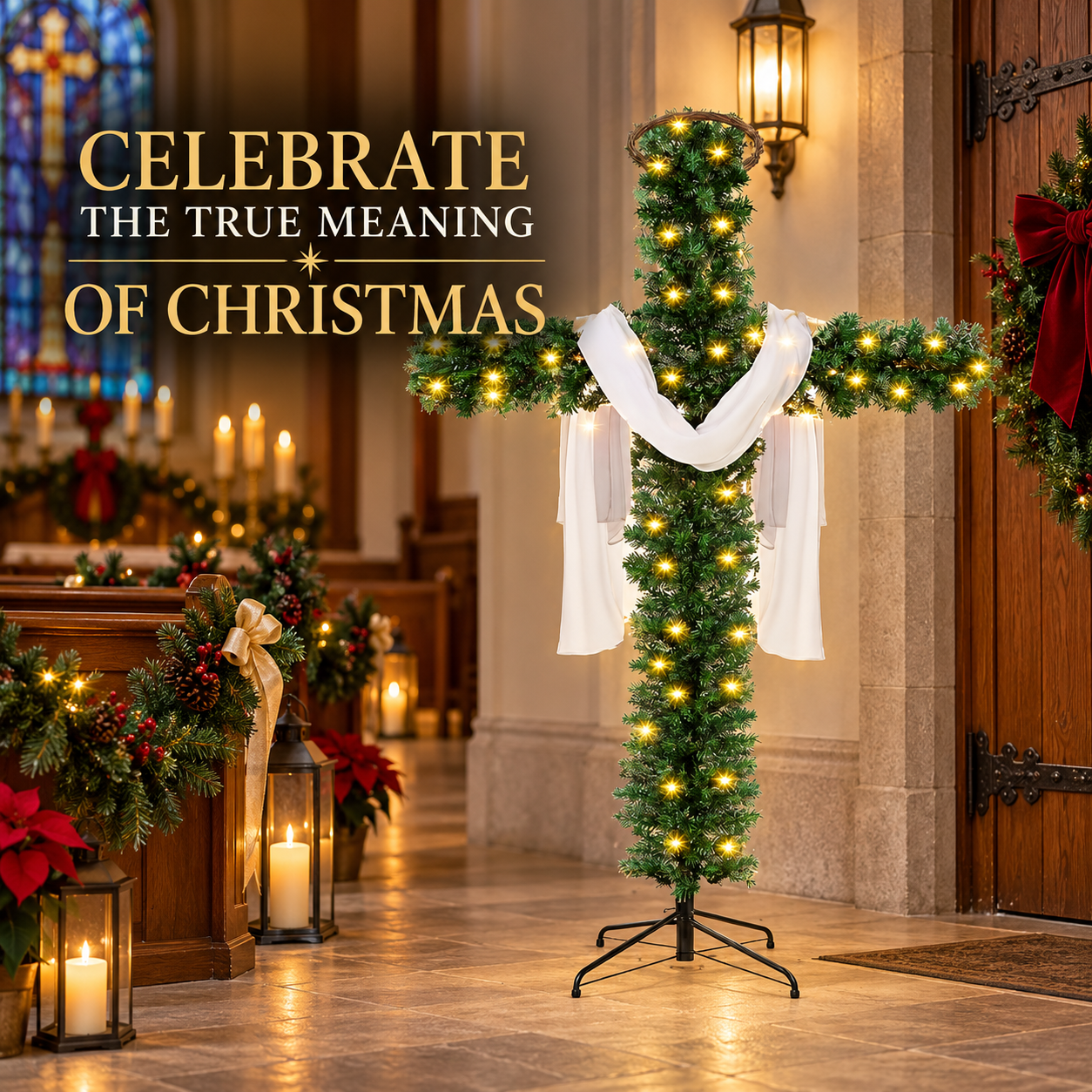 Pre-lit Christmas cross gift idea