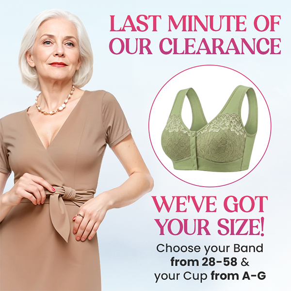 Woman wearing a comfortable cotton front closure bra