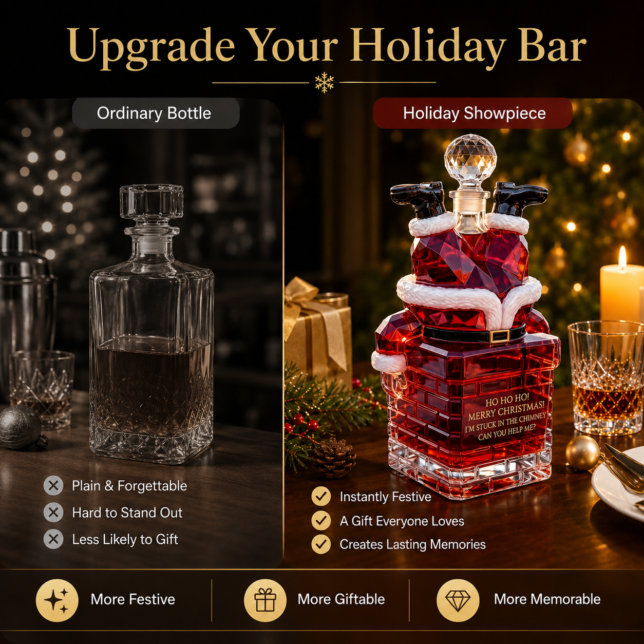 Santa Chimney Decanter Holiday Gift