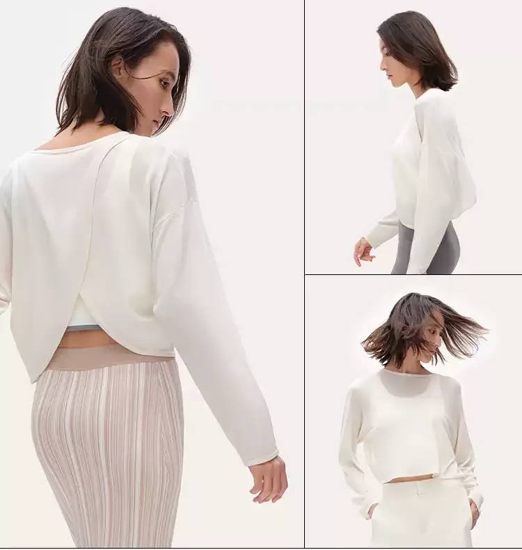 Silkblend Relaxed Fit Backless Long Sleeve Top