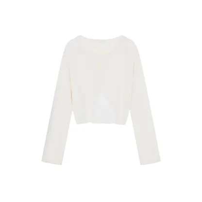 Silkblend Relaxed Fit Backless Long Sleeve Top