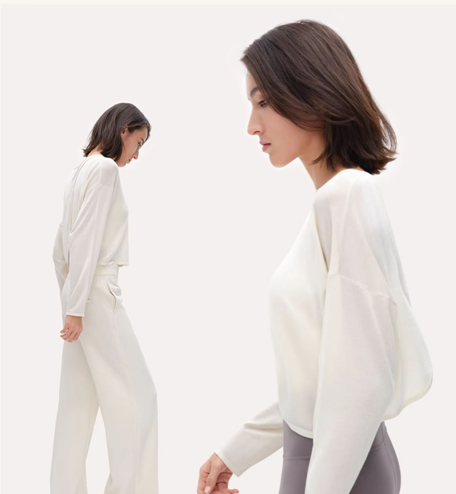 Silkblend Relaxed Fit Backless Long Sleeve Top