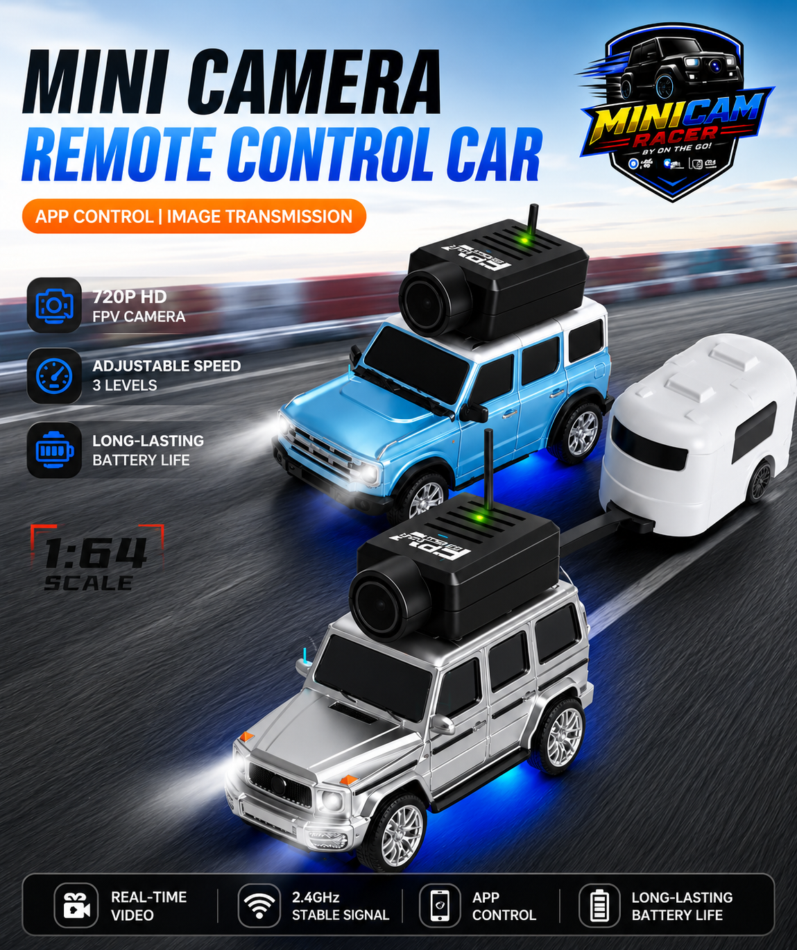 Mini FPV RC camera car with smartphone control