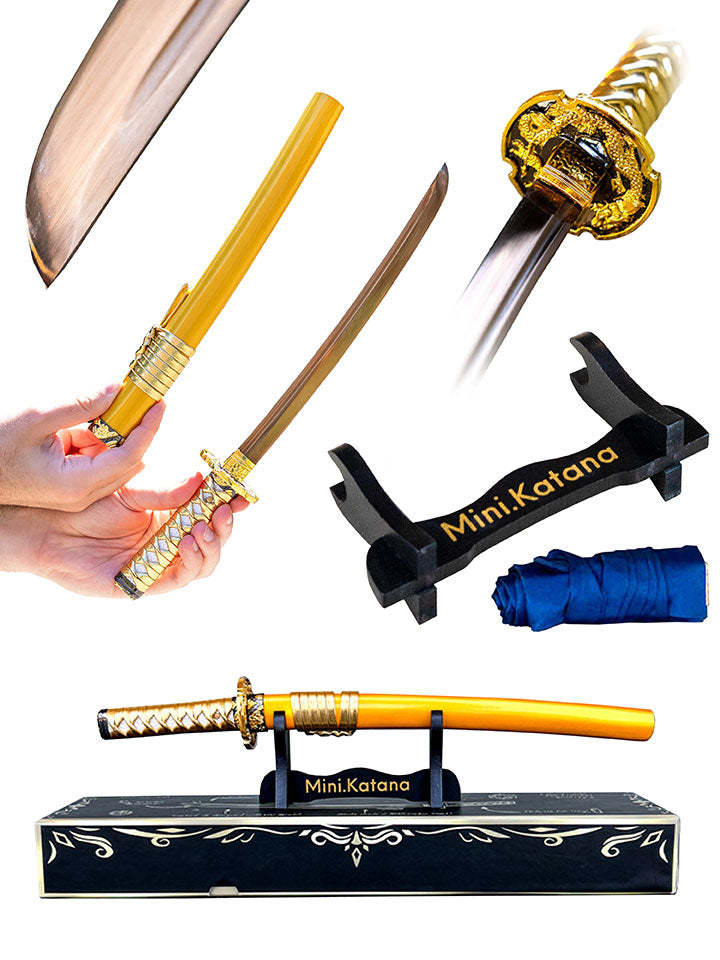 15-inch Gold Dragon Mini Katana