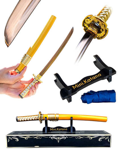 15-inch Gold Dragon Mini Katana